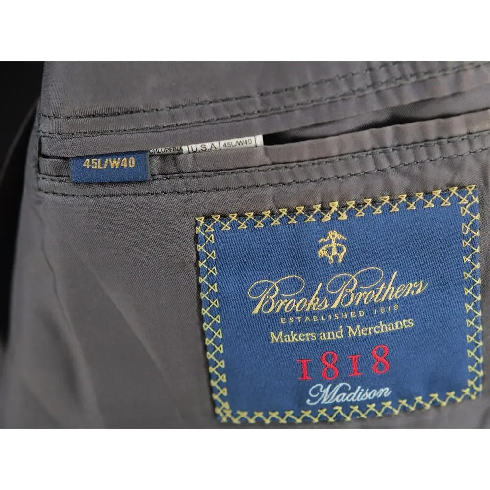 Brooks Brothers Madison 1818 45L W40 Sport Coat Blazer Gray Jacket Wool‎ Saxxon